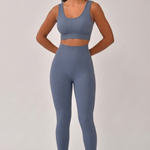 Conjunto Legging Canelada Cós Alto Azul Bela