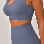 Conjunto Legging Canelada e Top Decote Azul Bela