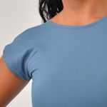 Top Cropped Fitness Com Manga Azul