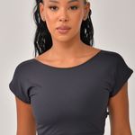 Top Cropped Fitness Com Manga Preto