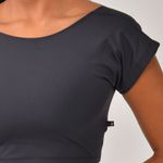 Top Cropped Fitness Com Manga Preto