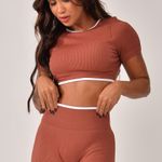 Conjunto Short Fitness Cintura Alta Terracota Prime