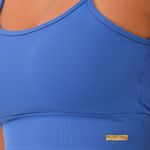 Top Fitness Com Bojo Alcinha Azul Back
