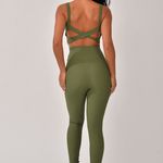 Conjunto Legging Fitness Verde Jacquard Crochê