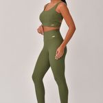Conjunto Legging Fitness Verde Jacquard Crochê