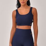 Conjunto Short Fitness Marinho Jacquard Crochê