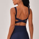 Conjunto Short Fitness Marinho Jacquard Crochê