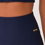Conjunto Short Fitness Marinho Jacquard Crochê