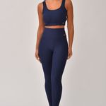 Conjunto Legging Fitness Marinho Jacquard Crochê