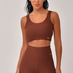 Conjunto Short Fitness Marrom Jacquard Crochê