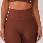 Conjunto Legging Fitness Marrom Jacquard Crochê