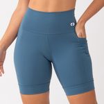 Bermuda Alta Compressão Com Bolso Azul Petróleo Run