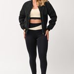 Legging Alta Compressão Preta e Off White Horizon