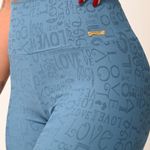 Legging Cós Alto Azul Jacquard Love