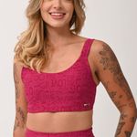 Top Com Bojo Rosa Fúcsia Jacquard Love