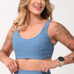 Top Com Bojo Azul Jacquard Love