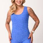 Macaquinho Decote Nas Costas Azul Jacquard Love