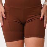 Bermuda Com Bolso Alta Compressão Marrom Sublime