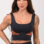 Top Preto e Marrom Cropped Alta Sustentação Fusion