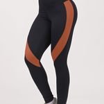 Legging Bolso No Cós Preta e Marrom Fusion