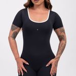 Macaquinho Fitness Preto Fita JuPxt