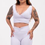 Conjunto Short Fitness Cintura Alta Lilás Vibre JuPxt