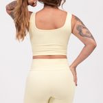 Conjunto Short  Fitness Cintura Alta Amarelo Vibre JuPxt