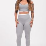 Conjunto Legging Fitness Cintura Alta Cinza Casuale JuPxt