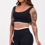 Conjunto Short Fitness Cintura Alta Preto Casuale JuPxt