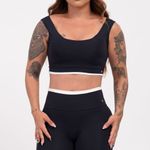 Conjunto Short Fitness Cintura Alta Preto Casuale JuPxt