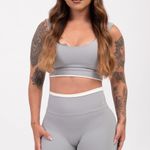 Conjunto Short Fitness Cintura Alta Cinza Casuale JuPxt