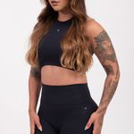 Conjunto Short Fitness Cintura Alta Preto Básic JuPxt
