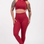 Conjunto Legging Fitness Cintura Alta Vermelho Básic JuPxt