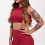 Conjunto Short Fitness Cintura Alta Vermelho Básic JuPxt