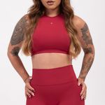 Conjunto Short Fitness Cintura Alta Vermelho Básic JuPxt