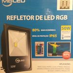 REFLETOR LED 50W COB RGB IP65 COM CONTROLE  3750 Lumens- MBLED 