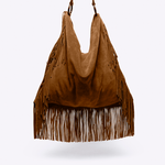 Bolsa Mercedes Couro Camurça Franja | Caramelo