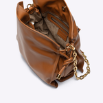 Bolsa Marcela Bucket Couro | Chesnut, Ouro