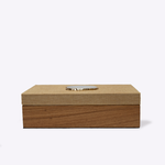 Caixa Madeira Tampa Rafia Pedra G 31x22x9h | Freijo Ráfia Bege