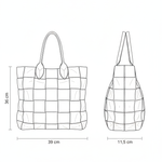 Bolsa Janis Couro Patchwork | Off White, Preto