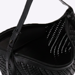 Bolsa Solange Média Couro Tressê Tela | Preto