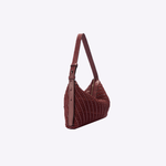 Bolsa Mini Solange Couro Tressê Tela Camurça | Açaí, Marsala