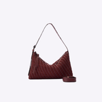 Bolsa Mini Solange Couro Tressê Tela Camurça | Açaí, Marsala