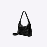 Bolsa Tina Hobo Pequena Couro  Tressê Encaixe | Preto