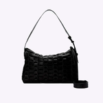 Bolsa Tina Hobo Pequena Couro  Tressê Encaixe | Preto