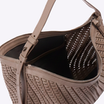 Bolsa Solange Média Couro Tressê Tela | Khaki