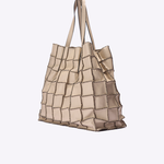Bolsa Janis Couro Patchwork | Off White, Preto