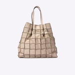 Bolsa Janis Couro Patchwork | Off White, Preto