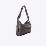 Bolsa Mini Solange Couro Tressê Tela | Chumbo
