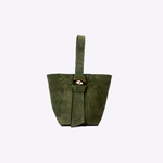 Bolsa Victoria Bucket Couro Camurça | Olive